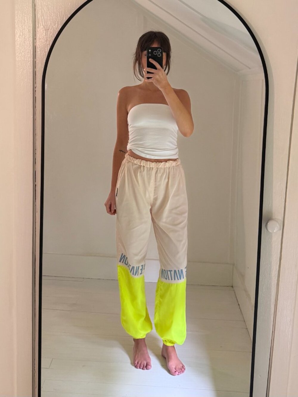 P.E Nation First Position Wide Leg Track Pants Pearled Ivory NWOT Size XS $149 - Picture 2 of 12